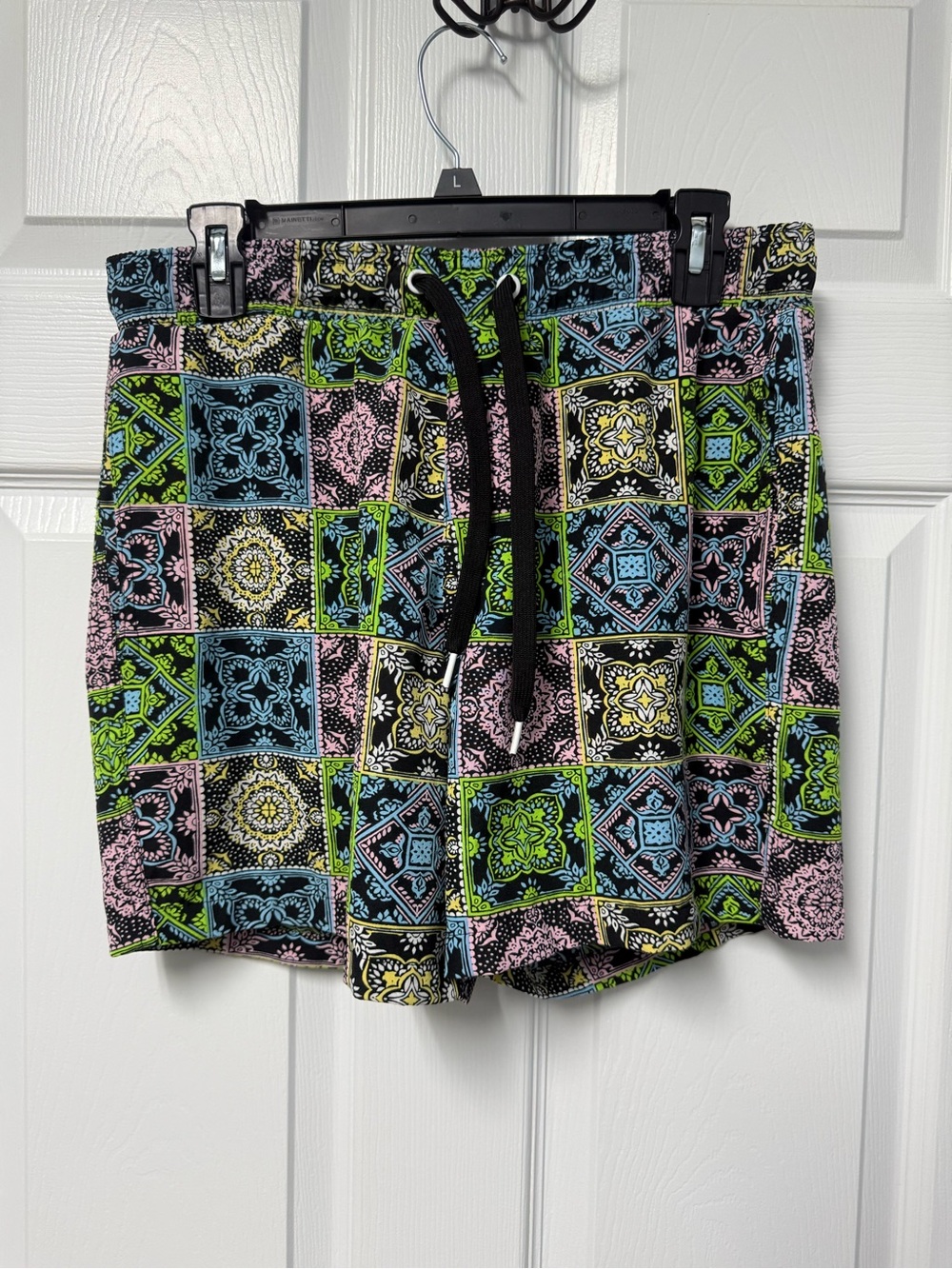 Malibu Men's Swim Board Shorts - Black, Blue, Green, Pink, Yellow Pattern